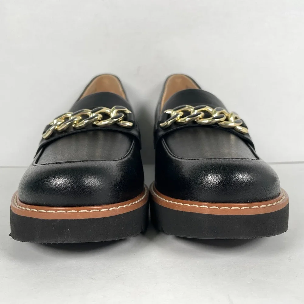 Naturalizer Desi Loafers Womens Size 9 M Black Leather Lug Sole Platform Shoes